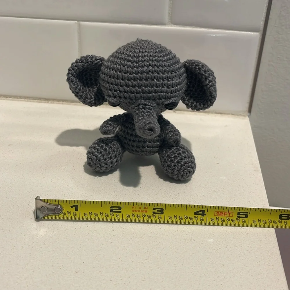 Handcrafted Elephant Figure Toy Crochet Amigurumi Doll Decor - Picture 10 of 11